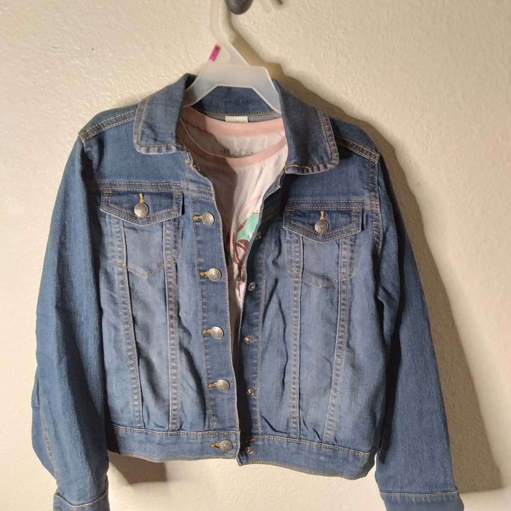 #186 Girls Crazy 8 Blue Demin Button Pocket Jean Jacket - Picture 10 of 16